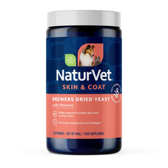 NaturVet levure bière sèche à l’ail, poudre prête à saupoudrer sur les repas, pratique.