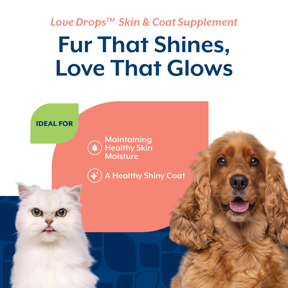 NaturVet Love Drops Plus Omega : comprimés à mâcher faciles à administrer.