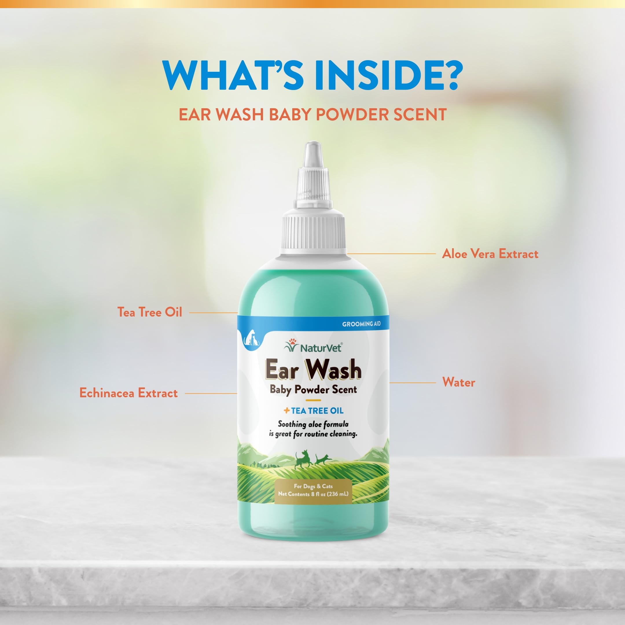 NaturVet nettoyant oreilles - formule douce pour entretien régulier.