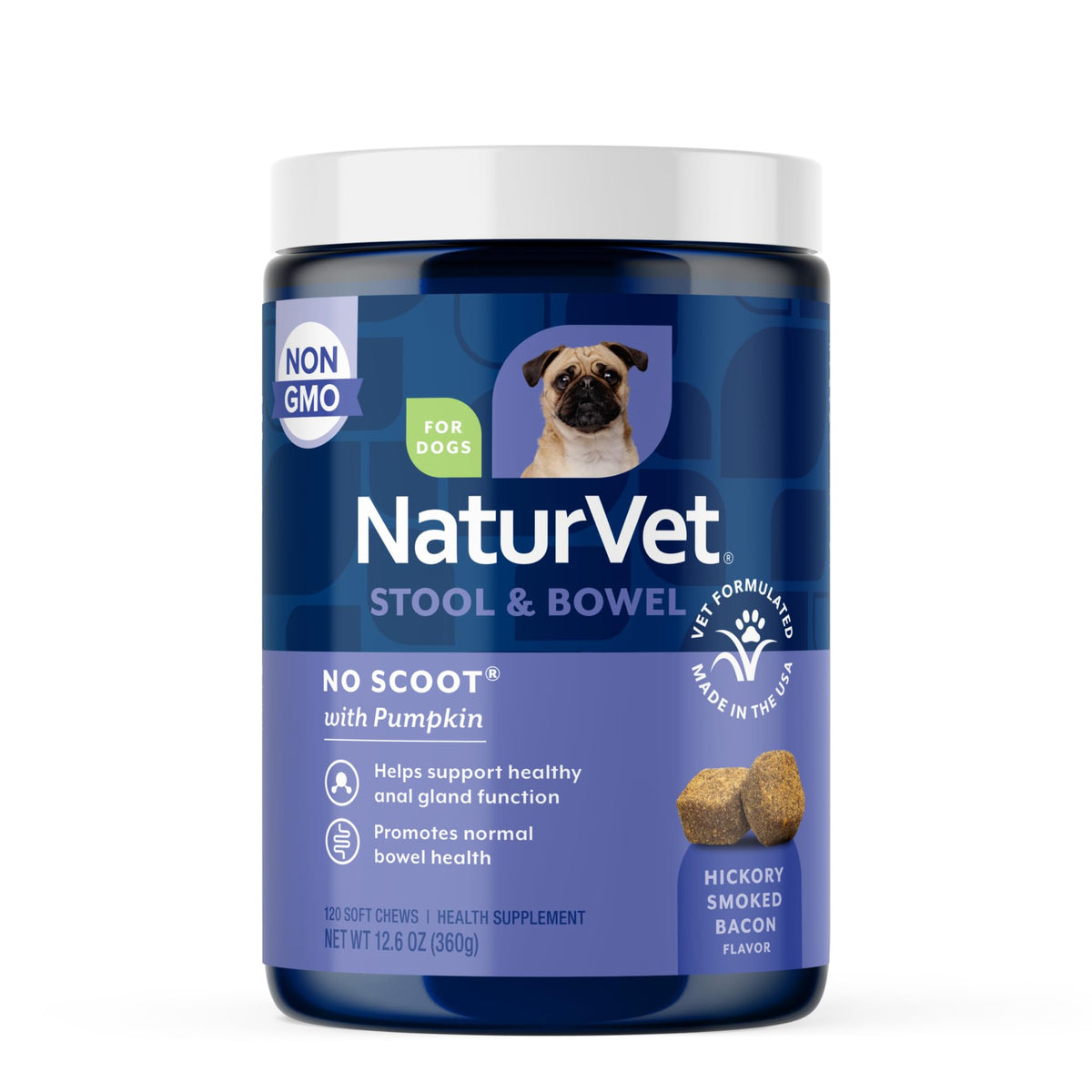 NaturVet No Scoot – bouteille de gommes pour chiens, soutien possible à la fonction anal.