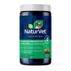 NaturVet pot friandises PB6 saveur bacon fumé, soutien digestif potentiel pour chiens.