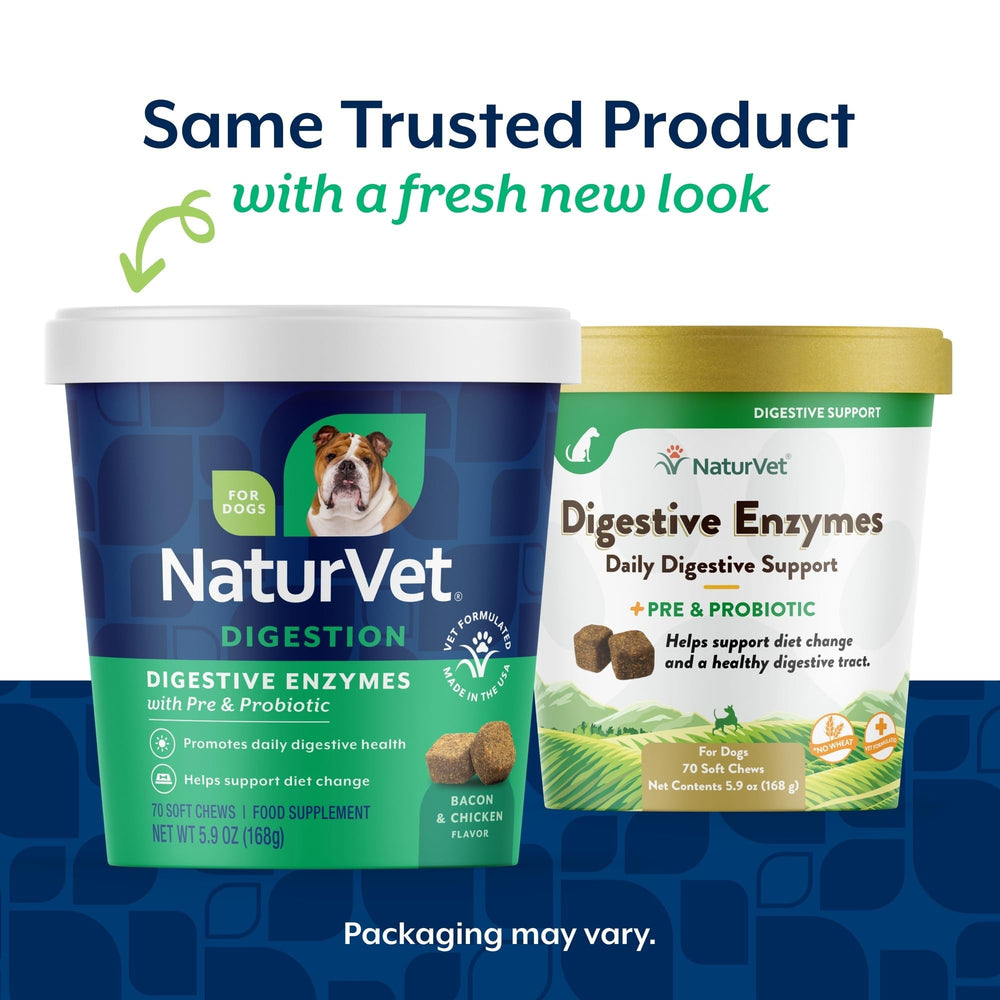 NaturVet probiotiques et prébiotiques – friandises molles chien, équilibre intestinal possible.