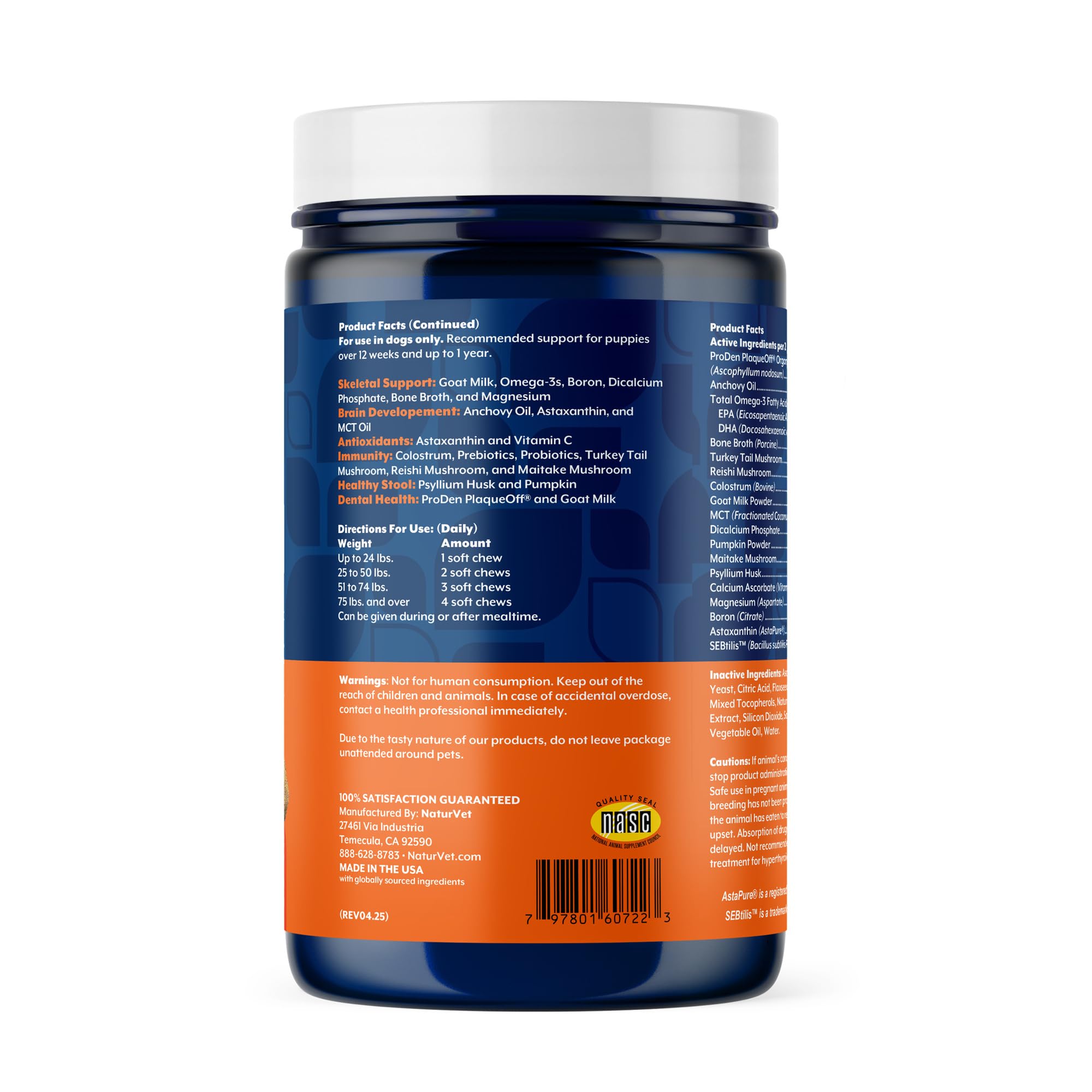 NaturVet Chiot – probiotiques et colostrum visibles, soutien digestif potentiel