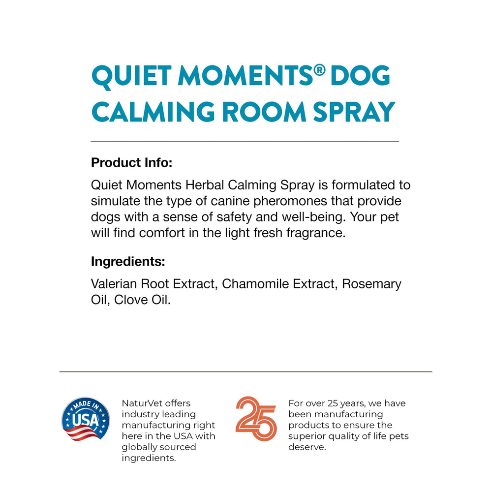 NaturVet Quiet Moments : produit fabriqué aux États‑Unis pour la tranquillité.