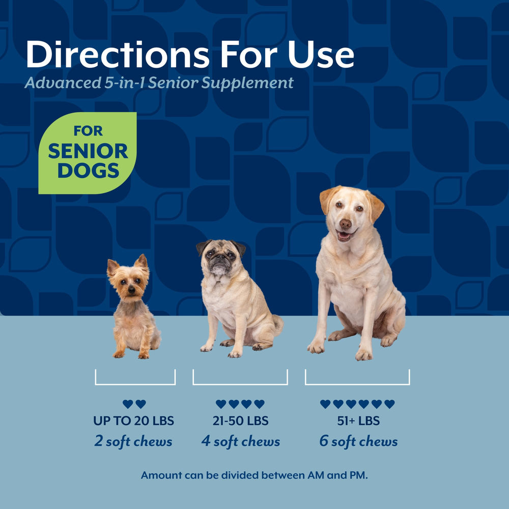 NaturVet Senior 5-en-1: usage quotidien facile pour chiens seniors.
