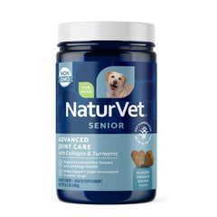 NaturVet Senior: bouteille de gommes articulations, soutien possible à la mobilité quotidienne du chien