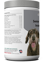 NaturVet Senior Incontinence — gommes pour chiens en sachet, formulation digestible.