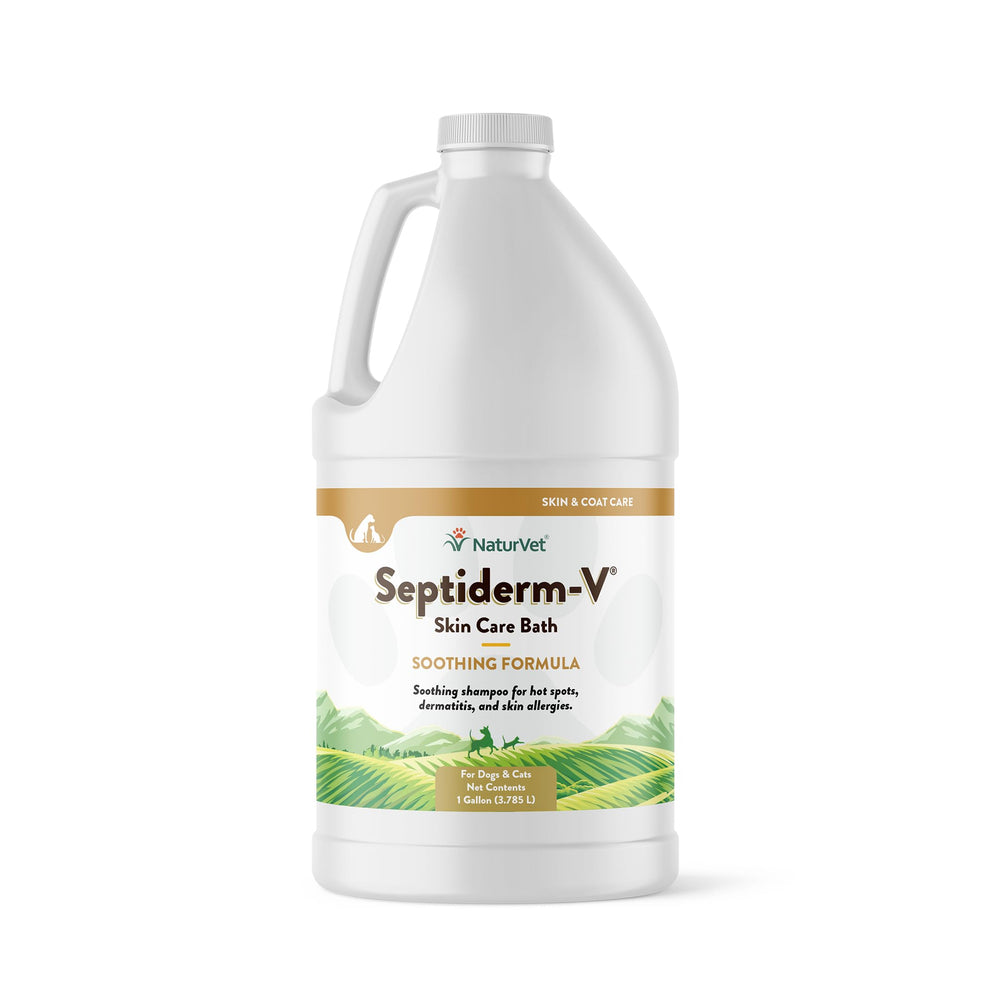 NaturVet Septiderm-V Bain, bouteille 1 gal, apaise les démangeaisons et protège la peau des chiens et chats