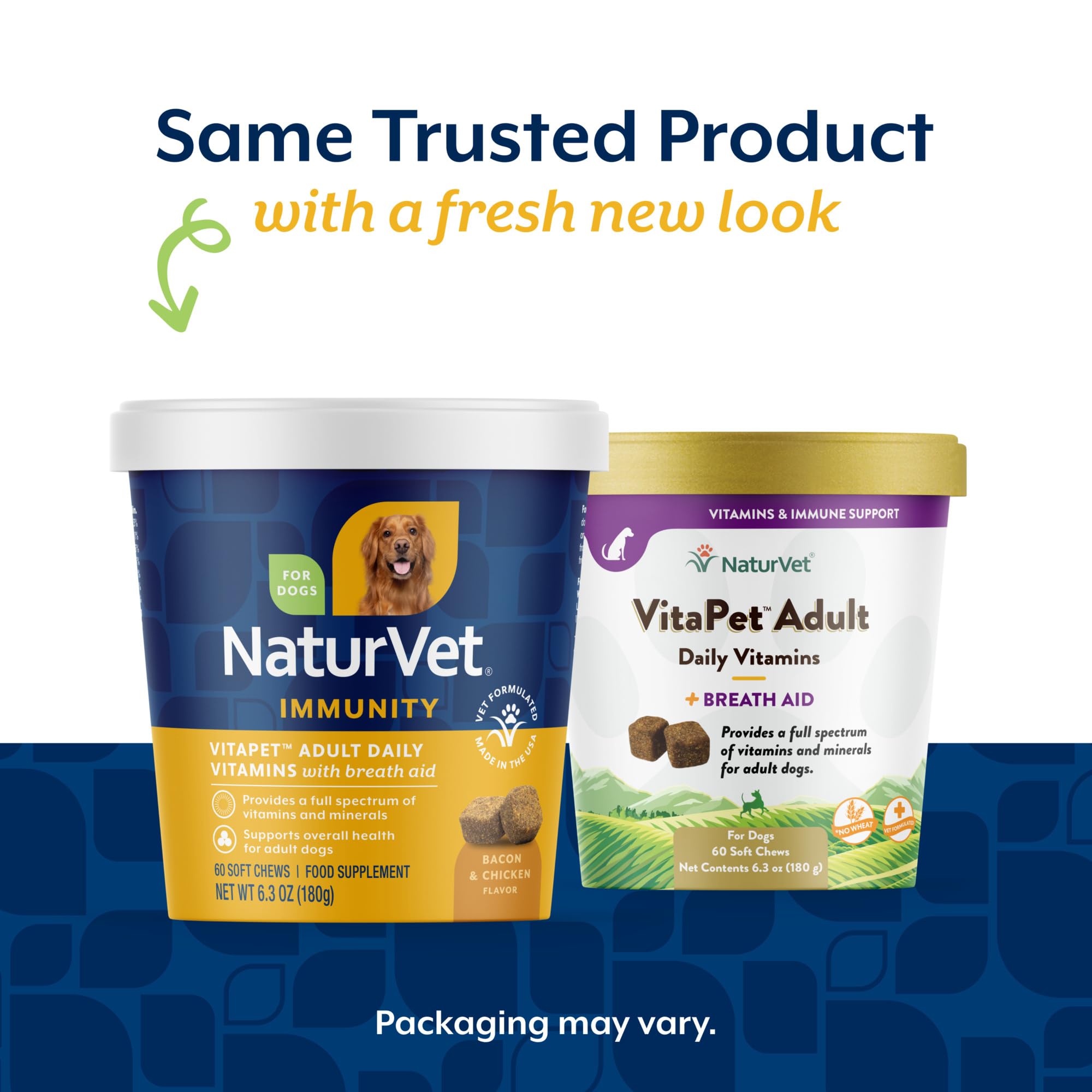 NaturVet VitaPet Adulte – boîte produit 60 bouchées molles, apaisement pratique.