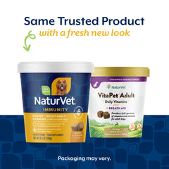 NaturVet VitaPet Adulte – boîte produit 60 bouchées molles, apaisement pratique.