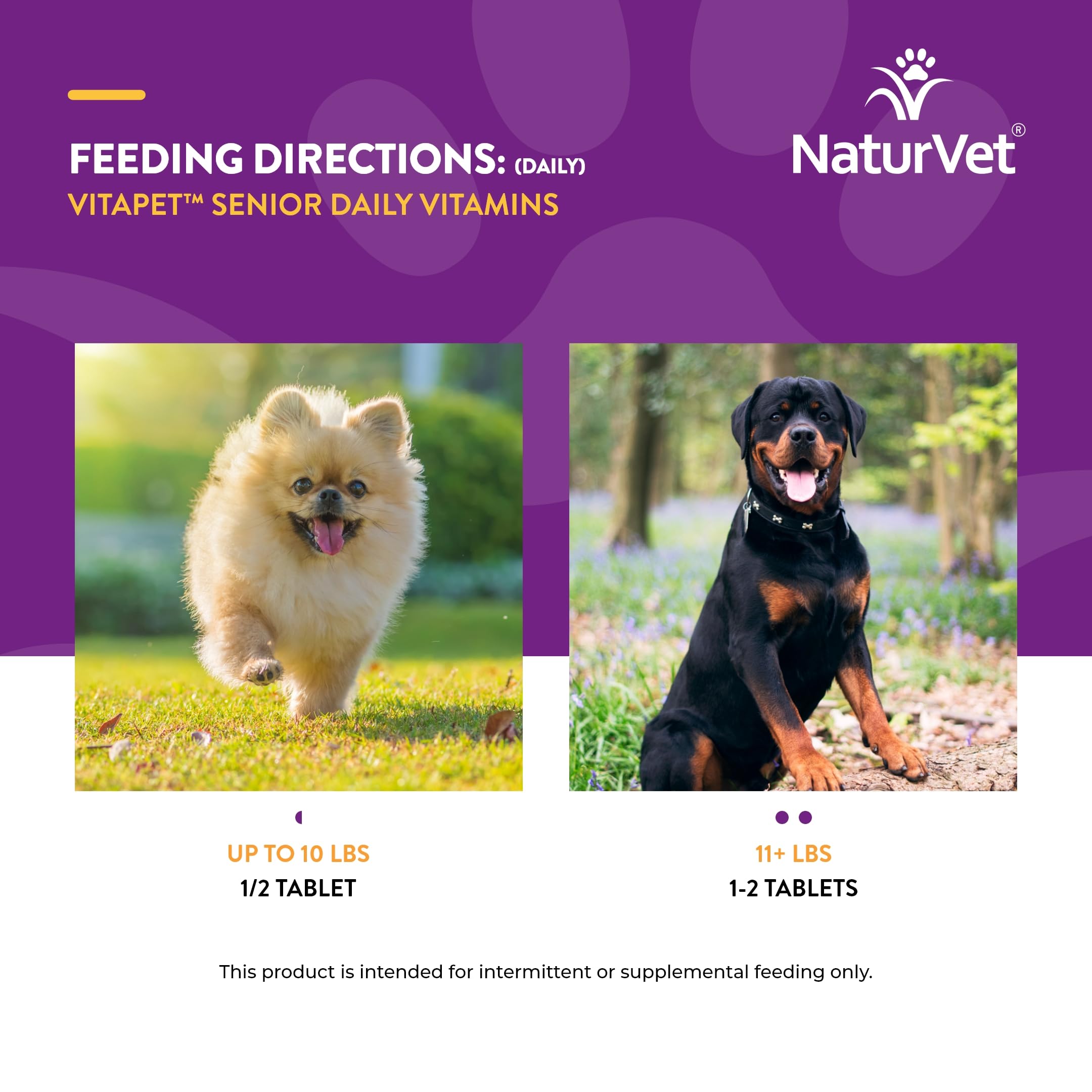 NaturVet VitaPet Senior – dosage quotidien facilité pour chiens âgés.