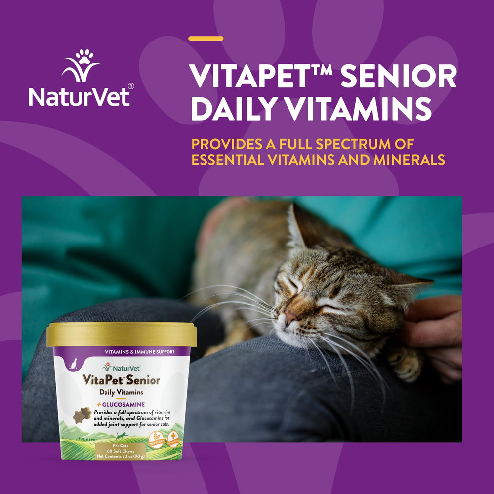 NaturVet VitaPet Senior – Ingrédients essentiels pour le quotidien des chats.