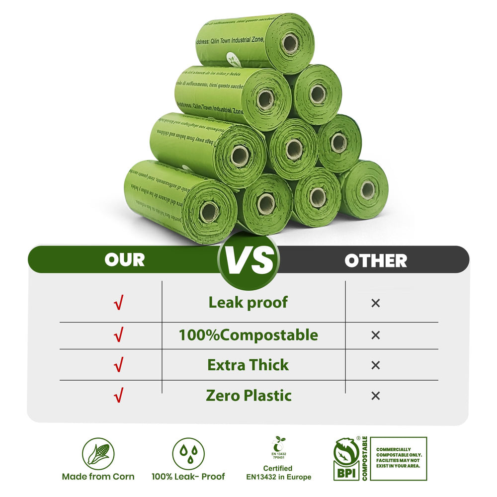 Natuural 18 rouleaux sacs pour chien, rangement simple et économique.