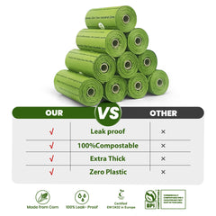 Natuural 18 rouleaux sacs pour chien, rangement simple et économique.