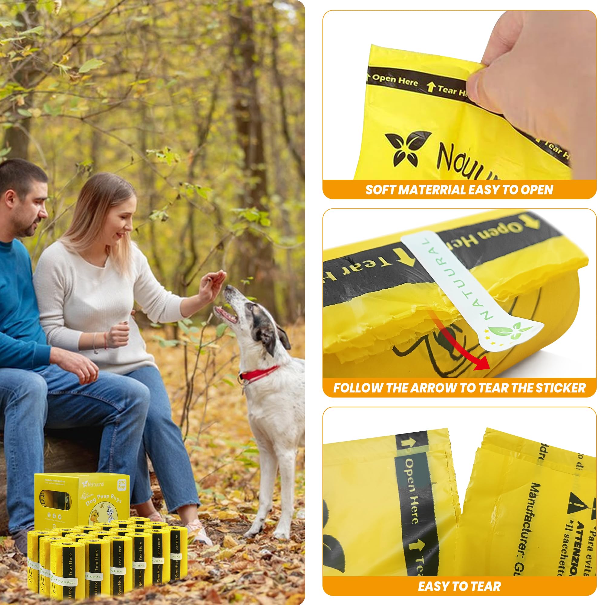 Ouverture facile des sacs compostables pour une utilisation rapide.