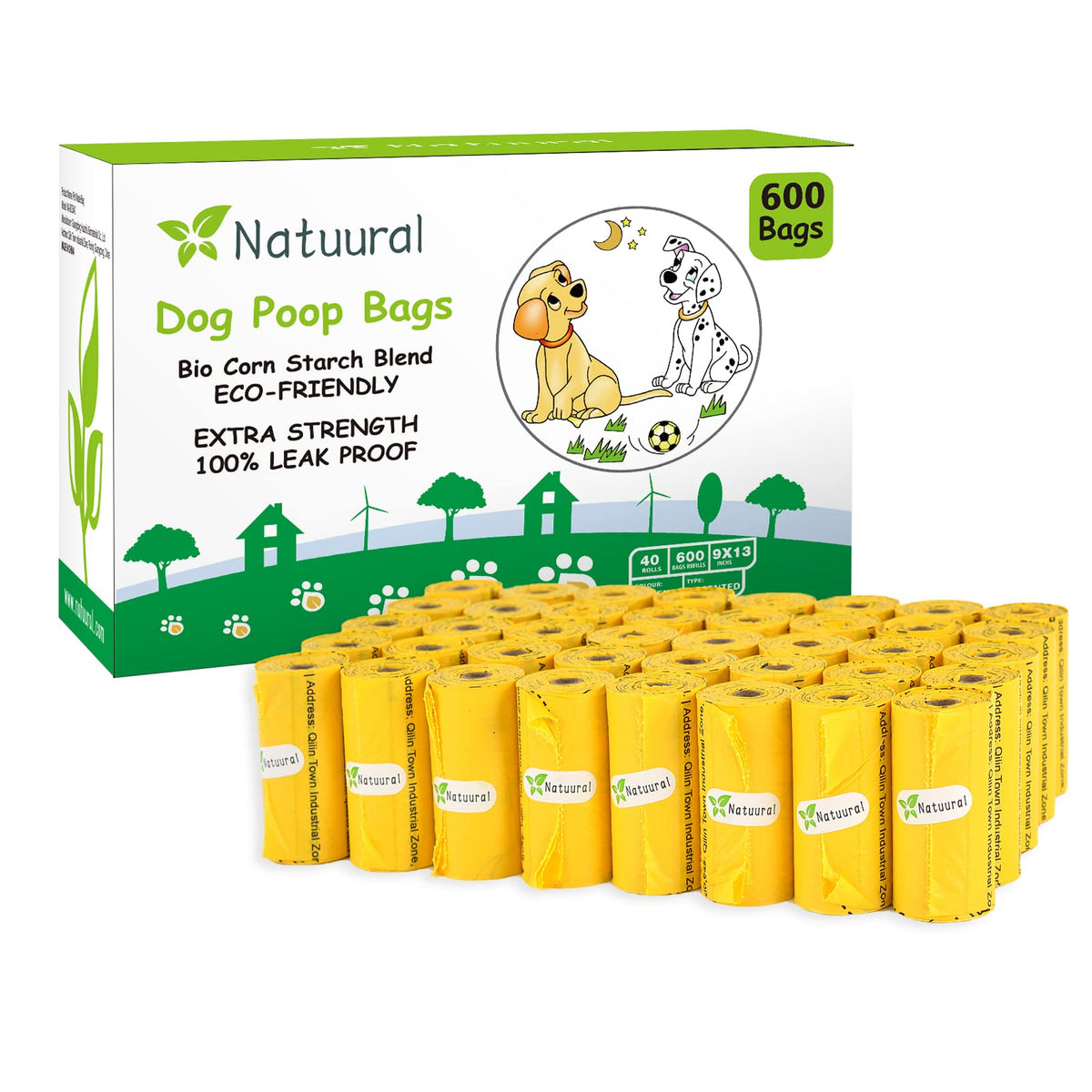 Sacs-poubelle pour chien Natuural: 600 unités biodégradables et étanches.