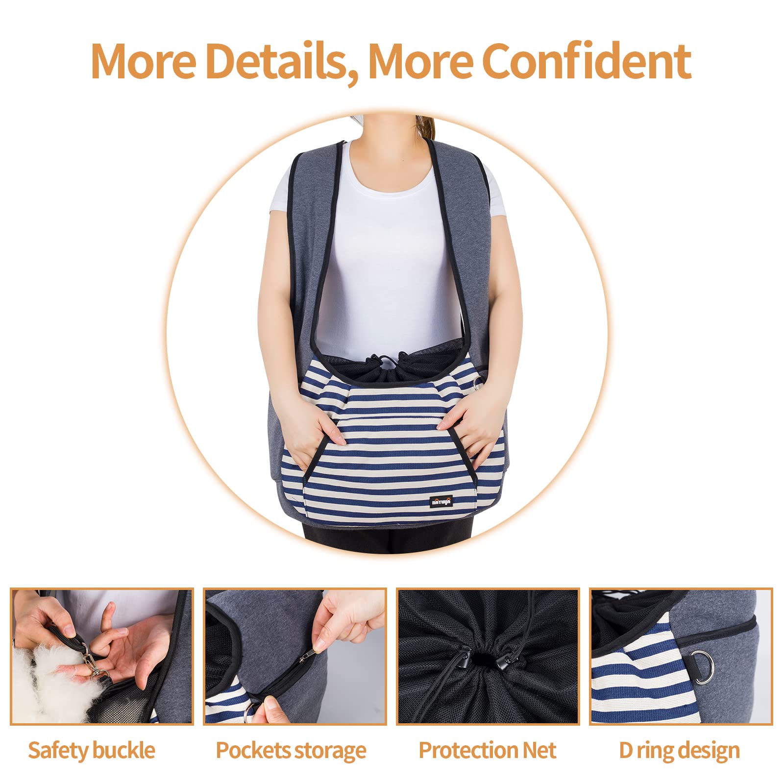 NATUYA sling-chien attache harnais pour sécurité accrue.