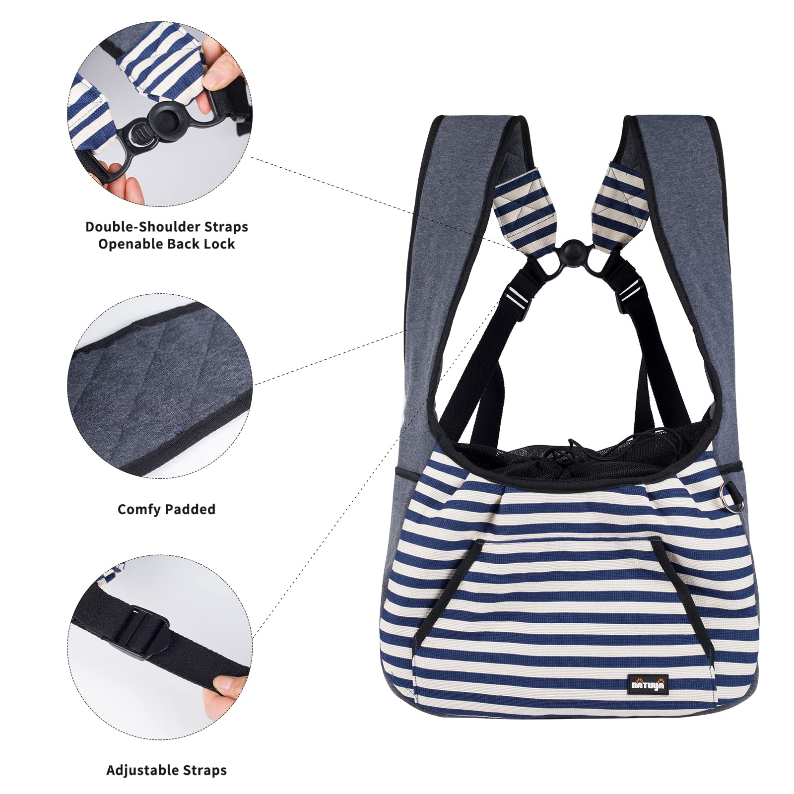 NATUYA sling-chien poche zippée côté pour objets à portée de main.