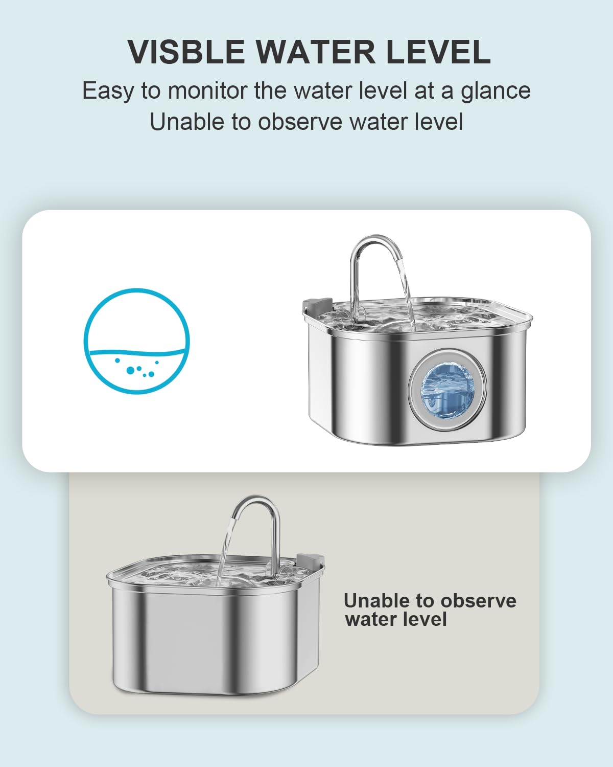 NautyPaws Fontaine inox 304, acier durable et hygiénique.