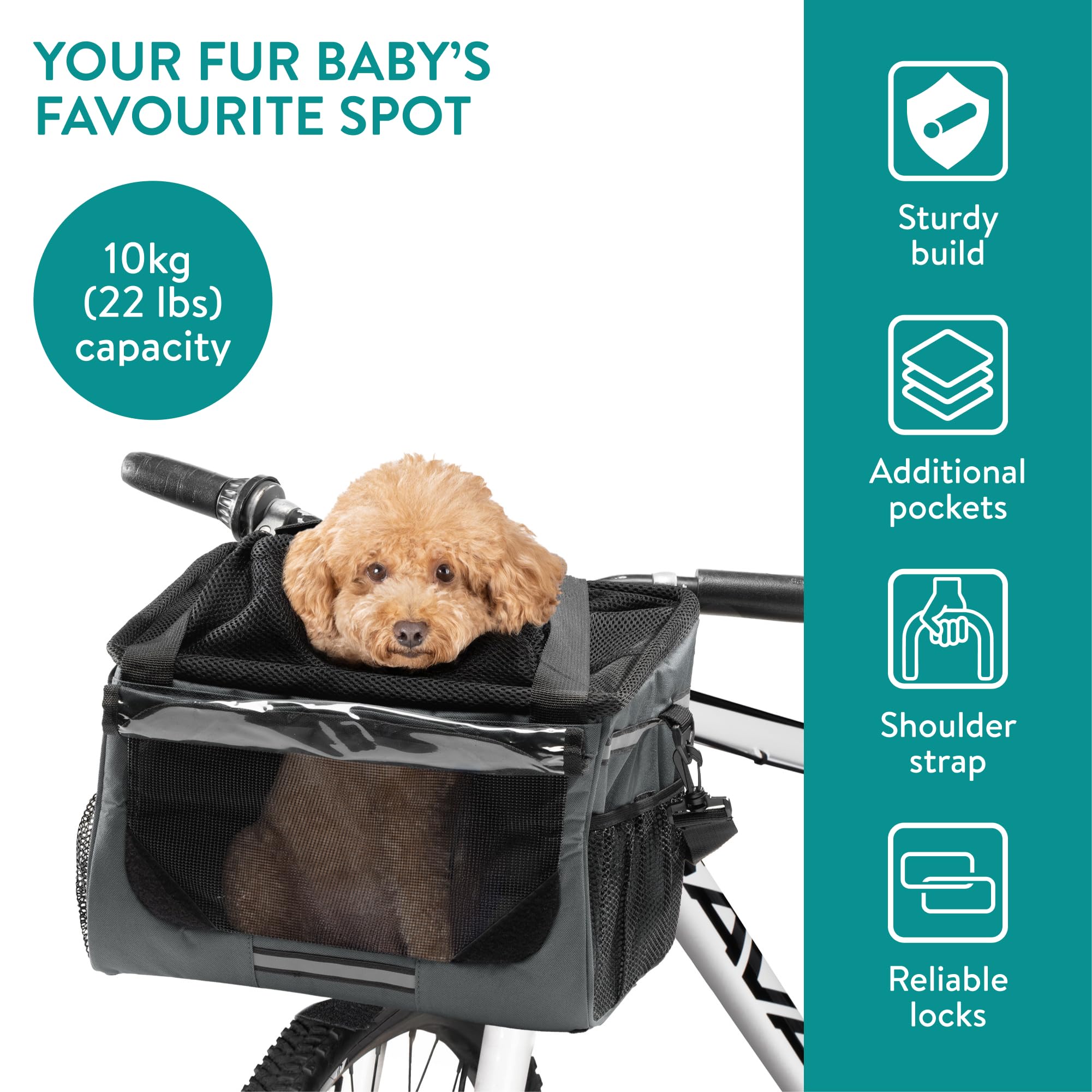Navaris capacite 10kg gris, capacité adaptée pour petits et moyens chiens