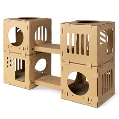 Navaris maison chat carton modulaire ensemble cubes, espace ludique pour petits chats.