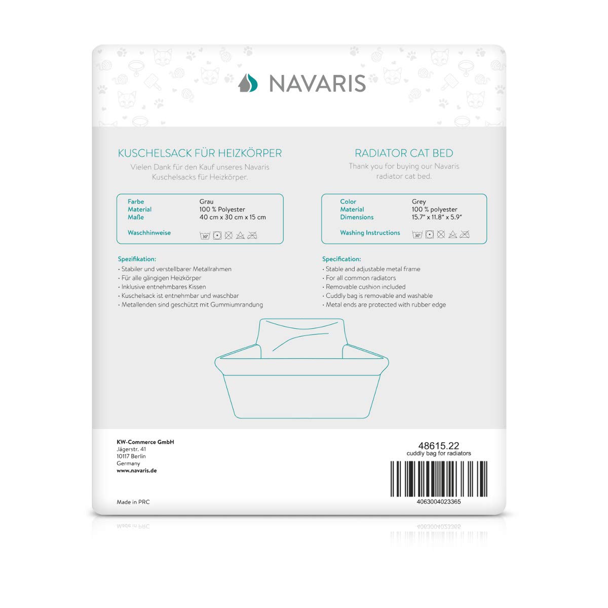 Nettoyage Navaris: cadre amovible et lavage en machine à 30°C