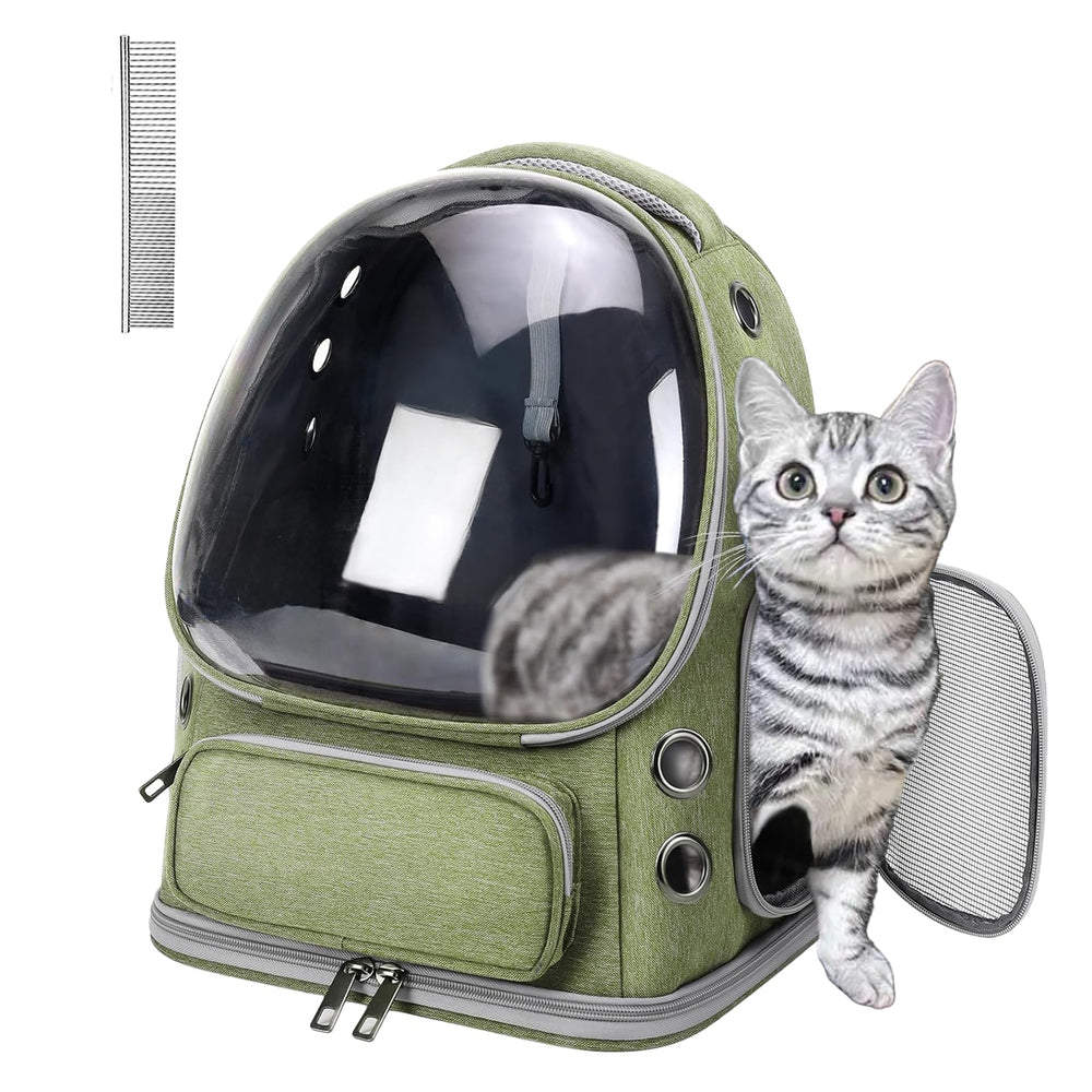 NAXYOO sac-chat bulle verte, vue extérieure claire pour surveiller tranquillement votre chat