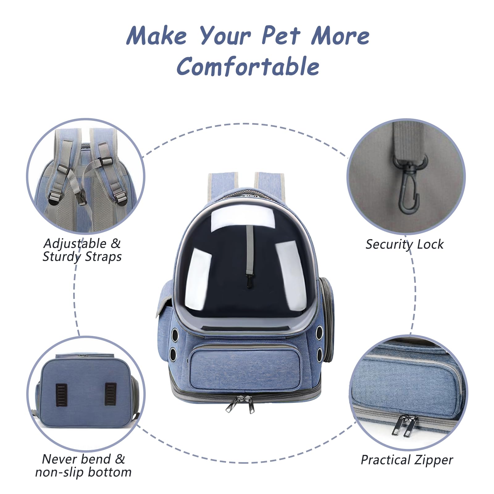 NAXYOO sac chat design capsule espace pour sécurité et vue dégagée