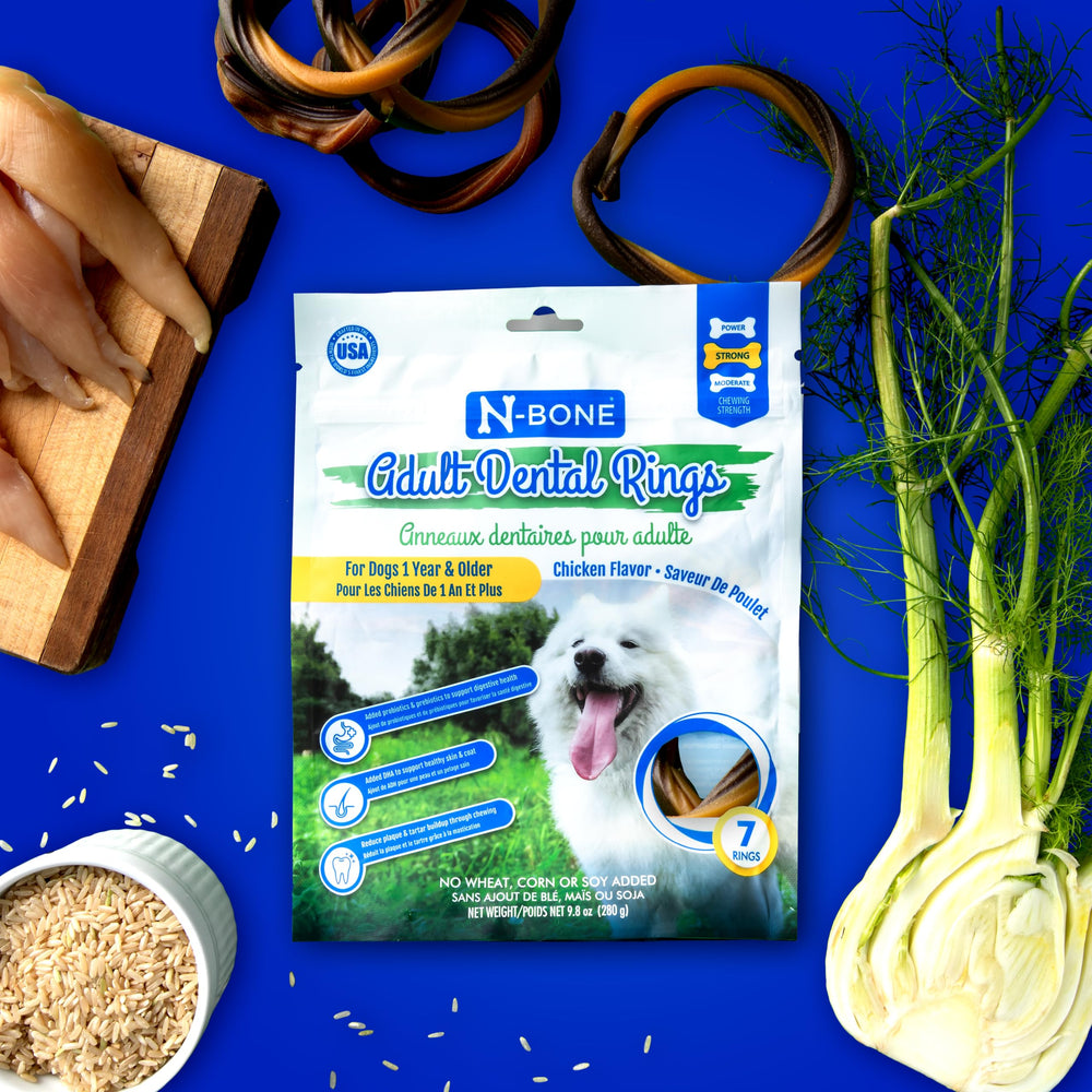 N-Bone Anneaux dentaires adulte poulet — sans plastique ni sous-produit