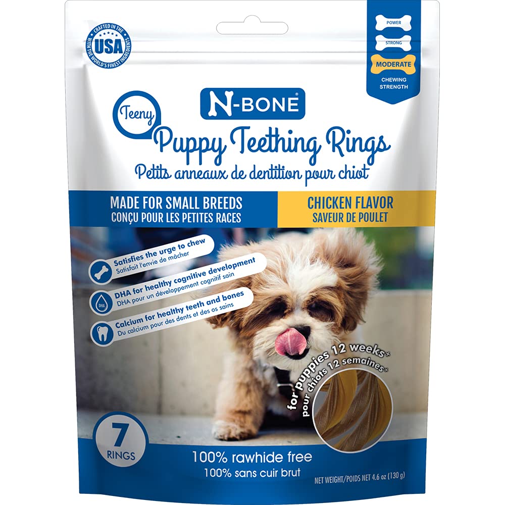 N-Bone Teeny Puppy anneaux dentaires petit chiot poulet, favorisent la dentition.