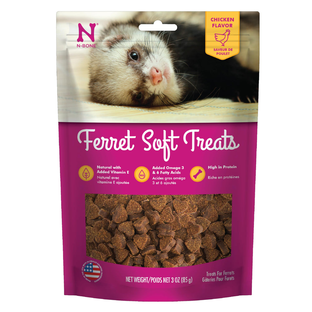 N-Bone Friandises furet poulet, sachet 3 oz, récompense savoureuse pour le pelage sain.