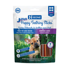 N-Bone Jumbo batons-dentition chiot citrouille emballage : réconforte les gencives pendant le dentition.