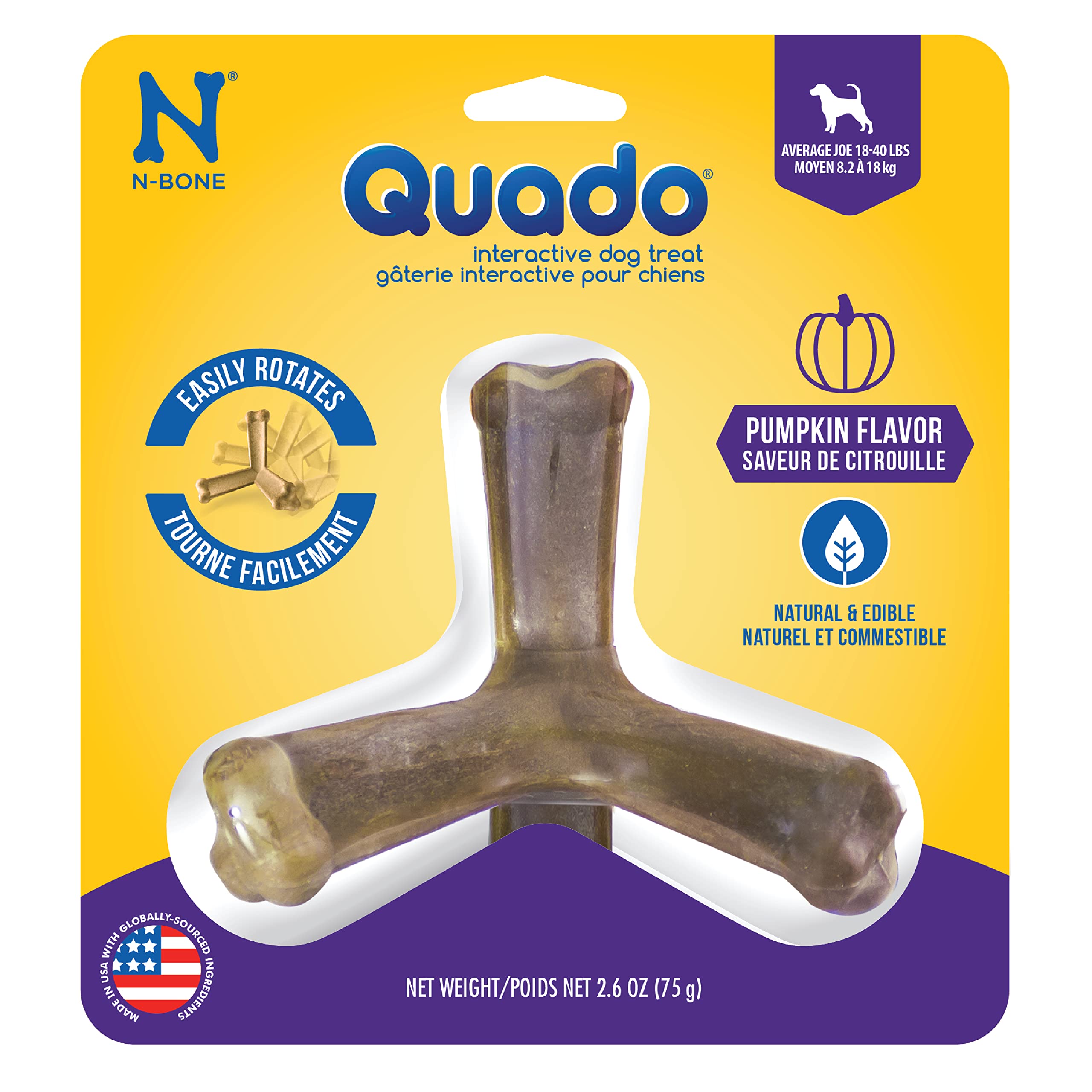 N-Bone Quado Interactif citrouille – emballage visible et naturel.