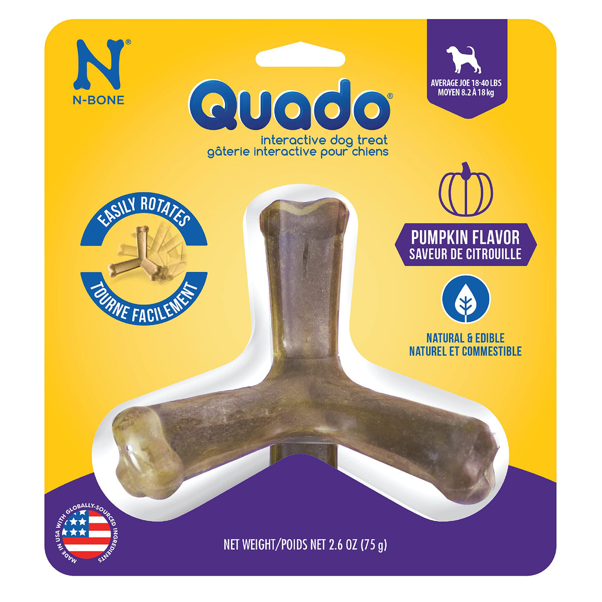 N-Bone Quado Interactif citrouille – emballage visible et naturel.