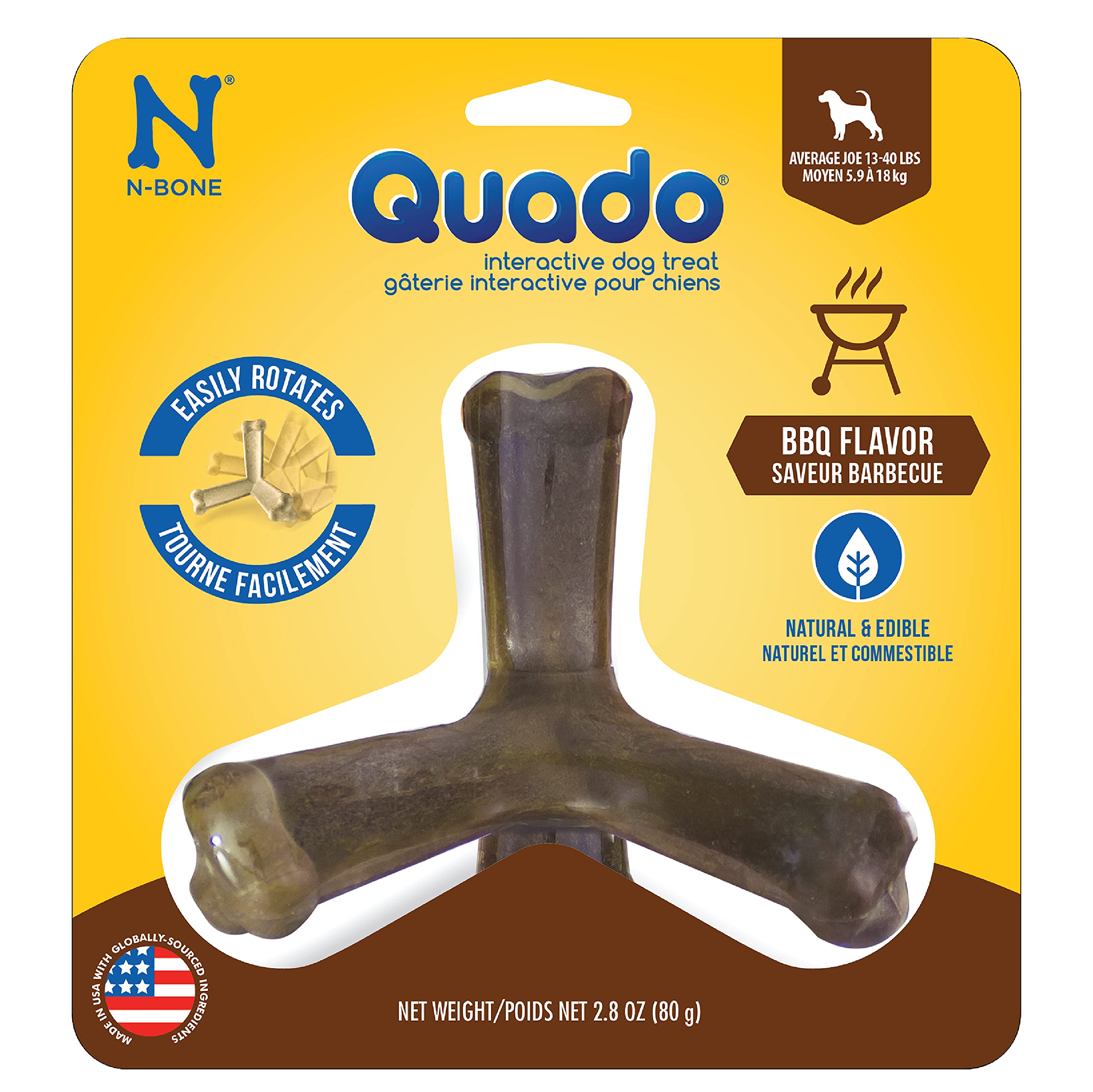 N-Bone Quado barbecue interactif, favorise la mastication et le divertissement.