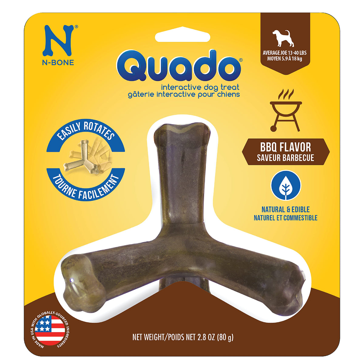N-Bone Quado barbecue interactif, favorise la mastication et le divertissement.