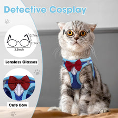 harnais chat bleu NCMAMA avec nœud décoratif pour un look unique et sécurisé.