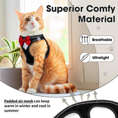 Harnais NCMAMA en mesh léger et respirant pour chats, confort durable.