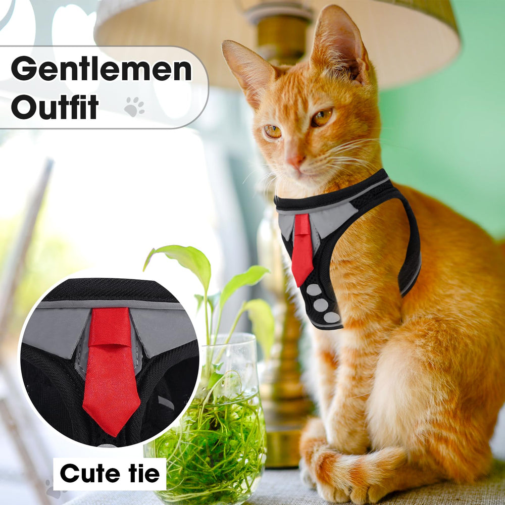 Harnais en maille respirante NCMAMA pour chat noir XS – confort quotidien