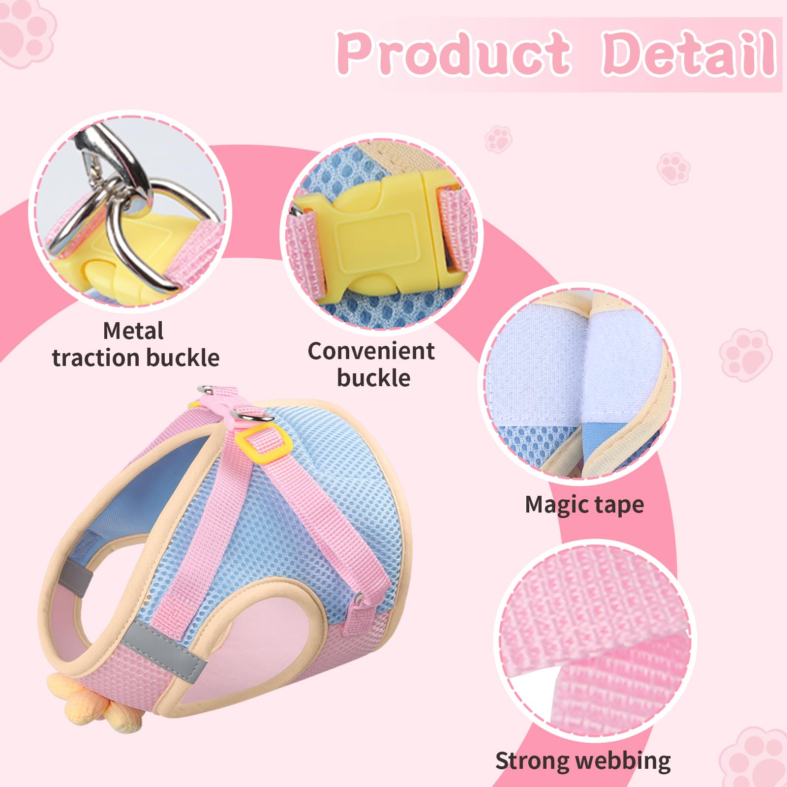 Harnais chat NCMAMA pour promenade extérieure – design pratique et polyvalent.