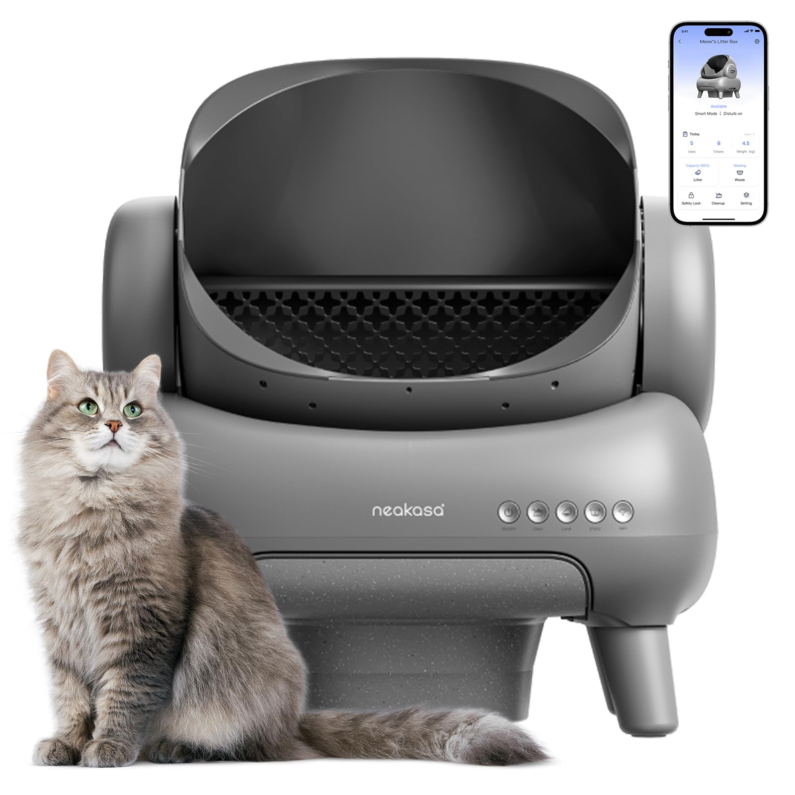 Neakasa M1 Plus – ouverture ouverte pour un accès facile et confort du chat.