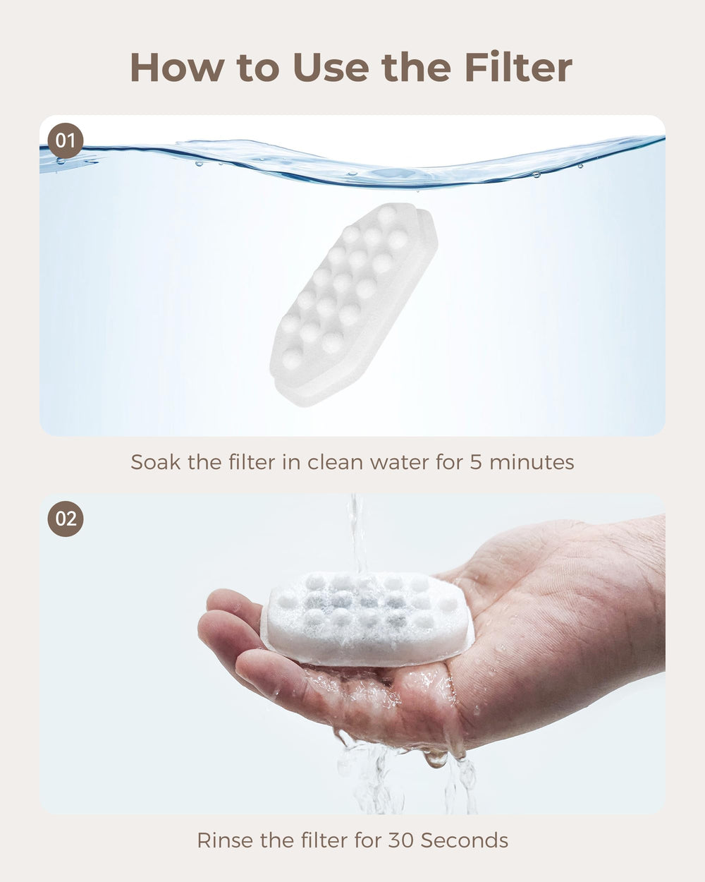 Neareal éponges pré-filtration: retiennent poils et débris dans l'eau.