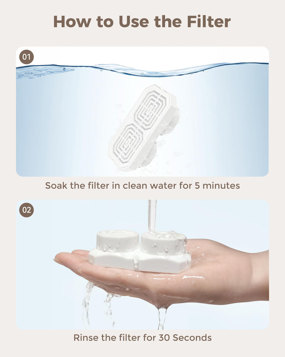 Éponges de pré-filtration Neareal facilitent le rinçage et préparation.