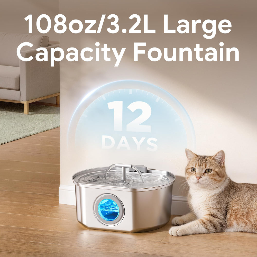 Filtration quatre etapes eliminant odeurs et particules pour l'eau du chat.