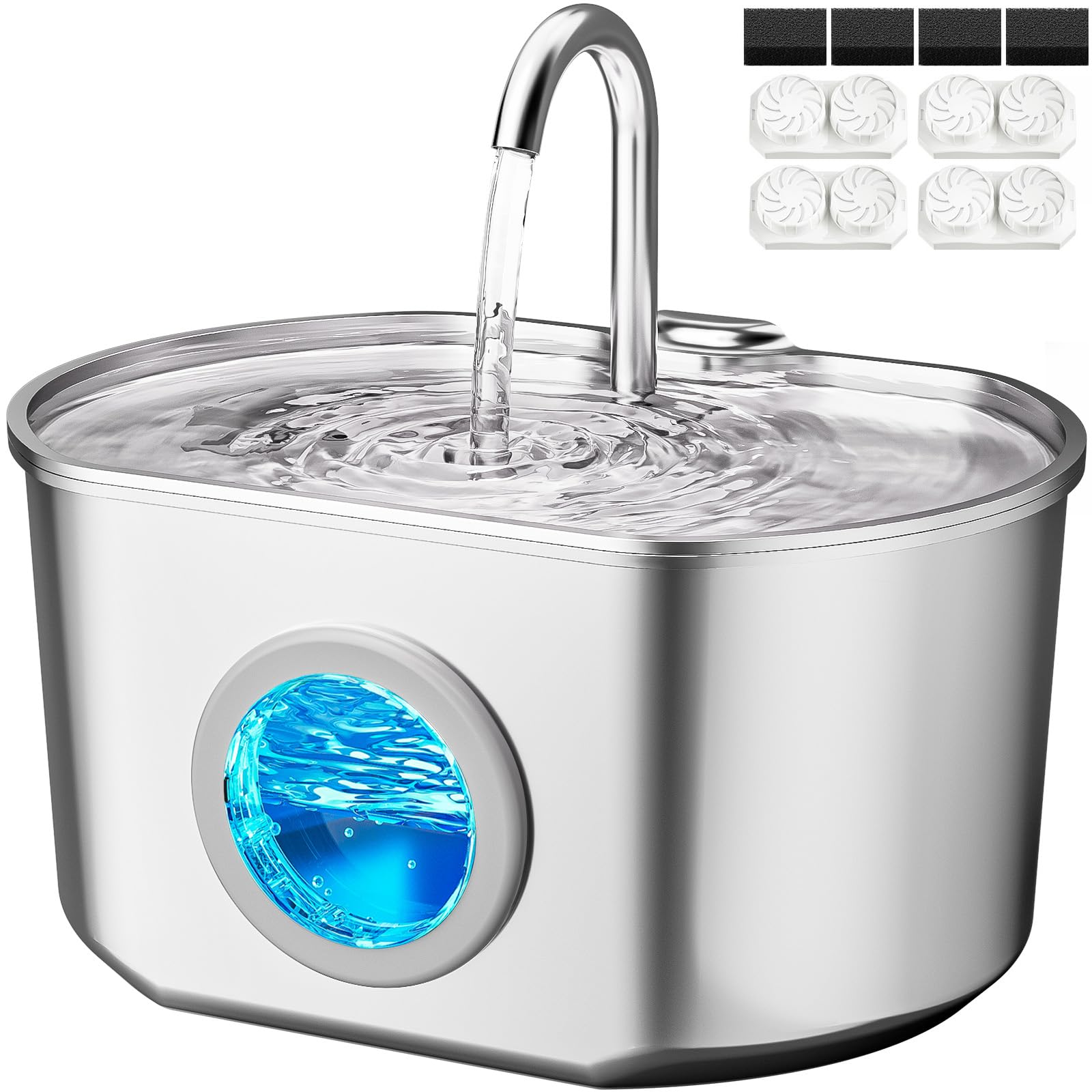 Fontaine Neareal pour chat en inox, réservoir 74oz et hydratation pratique