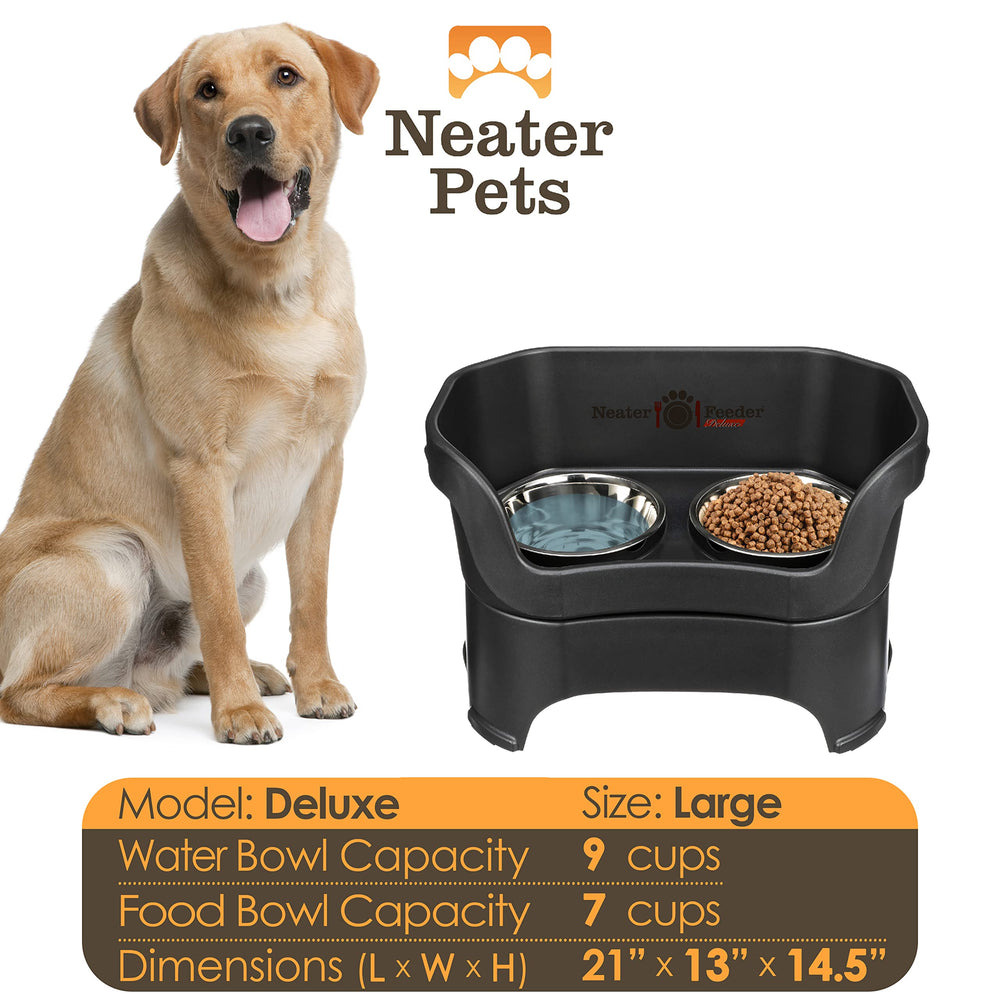Neater Feeder Deluxe – support elevé fabriqué aux États‑Unis.