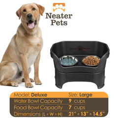 Neater Feeder Deluxe – support elevé fabriqué aux États‑Unis.