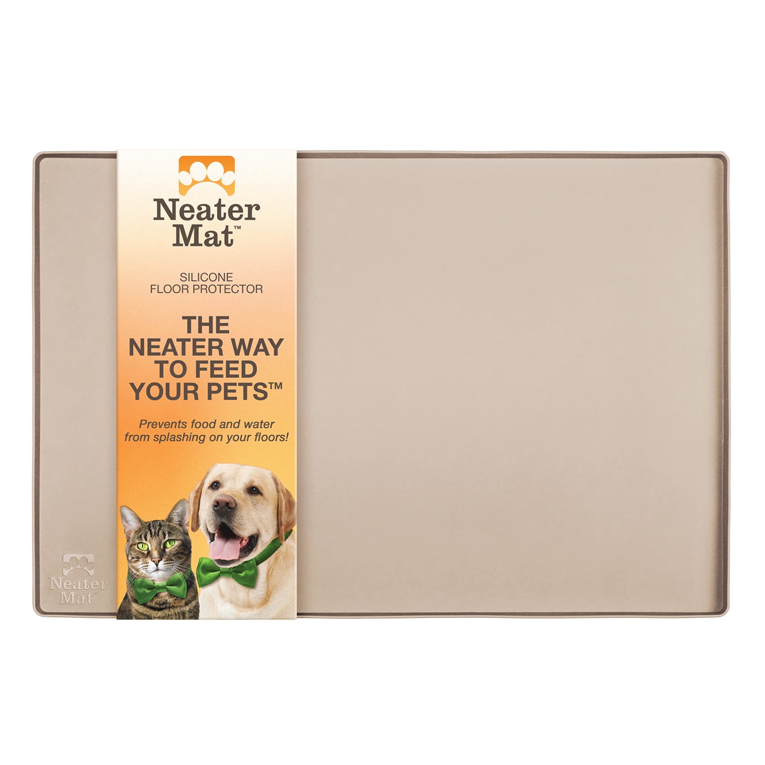 Neater Mat, tapis pour animaux avec rebord élevé, protège les sols des déversements.