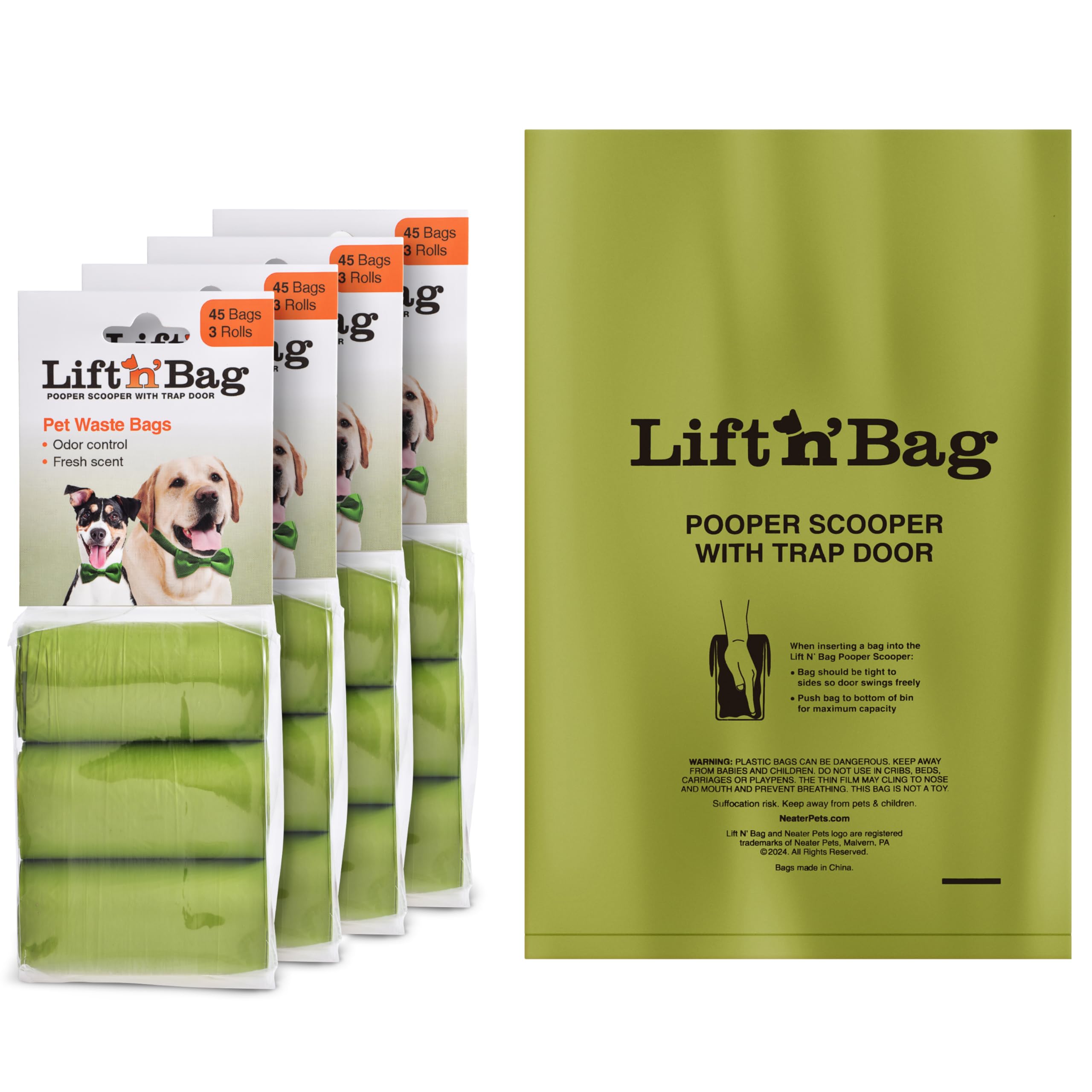 Rouleau Lift N’ Bag Neater Pets lavande pour sorties propres.