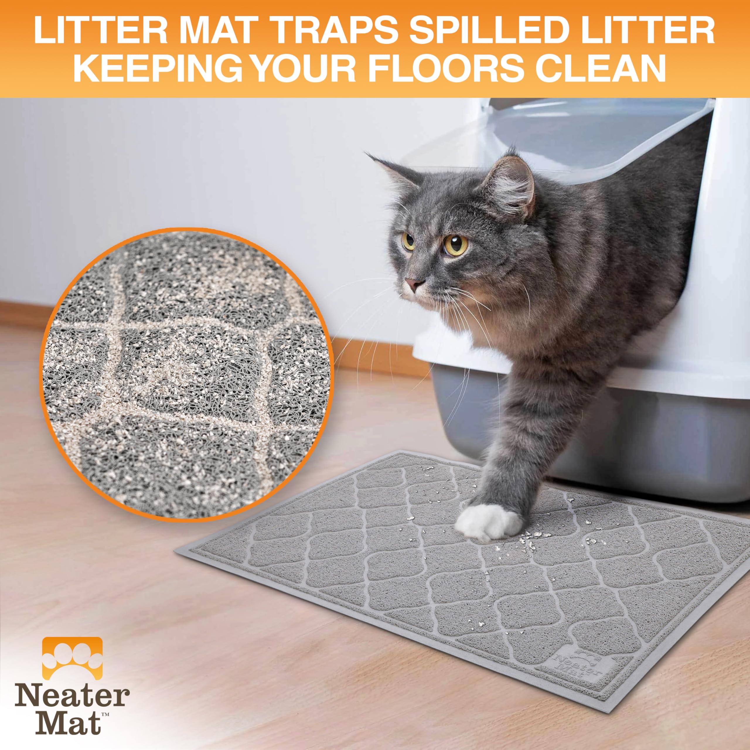 Neater Pets Neater Mat, tapis-litiere-chat-anti-derapant reste en place pourPlus de sécurité.